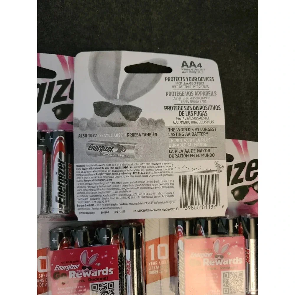 Lot of Energizer Max AA4 1.5V Alkaline Battery 20 Batteries Long Lasting (B10)